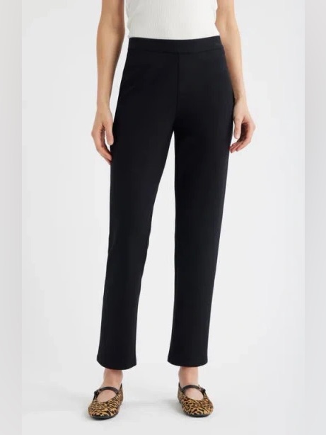 Nwot- Caslon Pull-On Stretch Ponte Skinny Ankle Pants, Black, Size Large